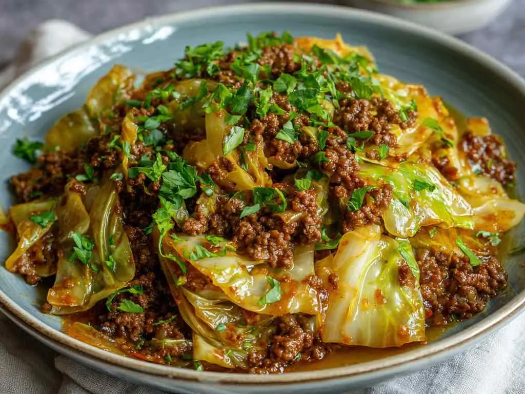 Cabbage, Rice and Ground Beef Skillet
